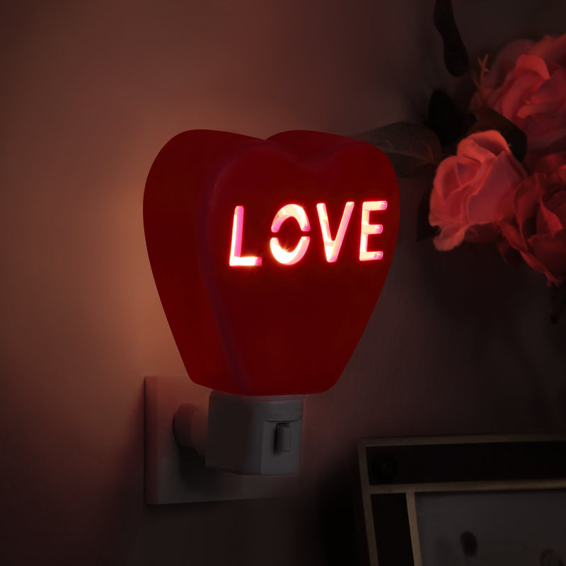 Miss Valentine Ceramic Candy Heart Love Red Nightlight - Mr. Christmas
