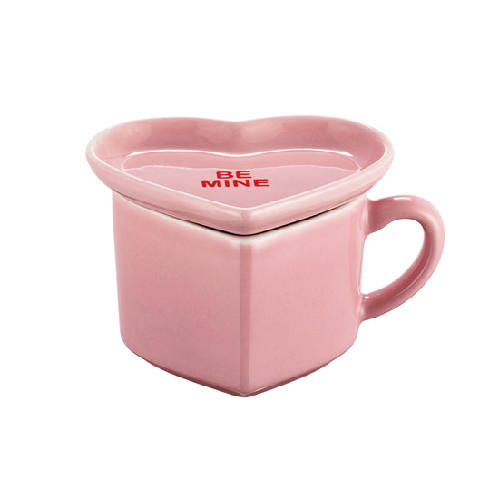 Miss Valentine Ceramic Candy Heart Pink Mug & Saucer - Mr. Christmas