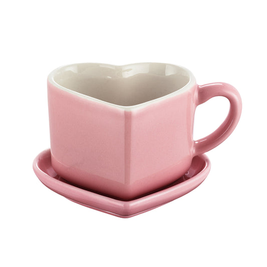 Miss Valentine Ceramic Candy Heart Pink Mug & Saucer - Mr. Christmas