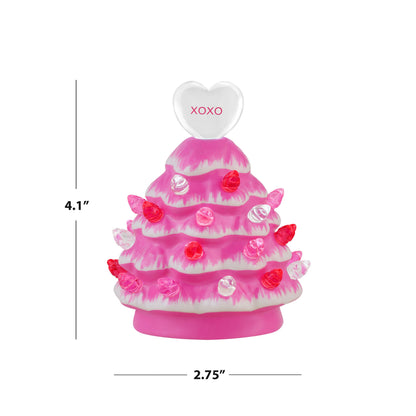 Miss Valentine Set of 3 Ceramic 4.1" Miniature Hot Pink Trees - Mr. Christmas