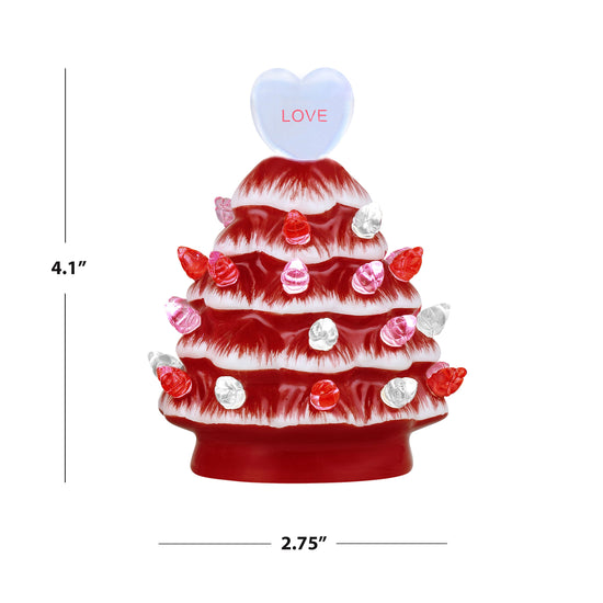 Miss Valentine Set of 3 Ceramic 4.1" Miniature Trees - Mr. Christmas