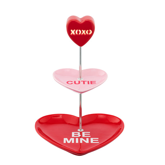 Miss Valentine Tiered Candy Heart Cupcake Plate - Mr. Christmas