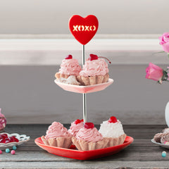 Miss Valentine Tiered Candy Heart Cupcake Plate - Mr. Christmas