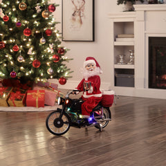 Motorcycling Santa - White - Mr. Christmas