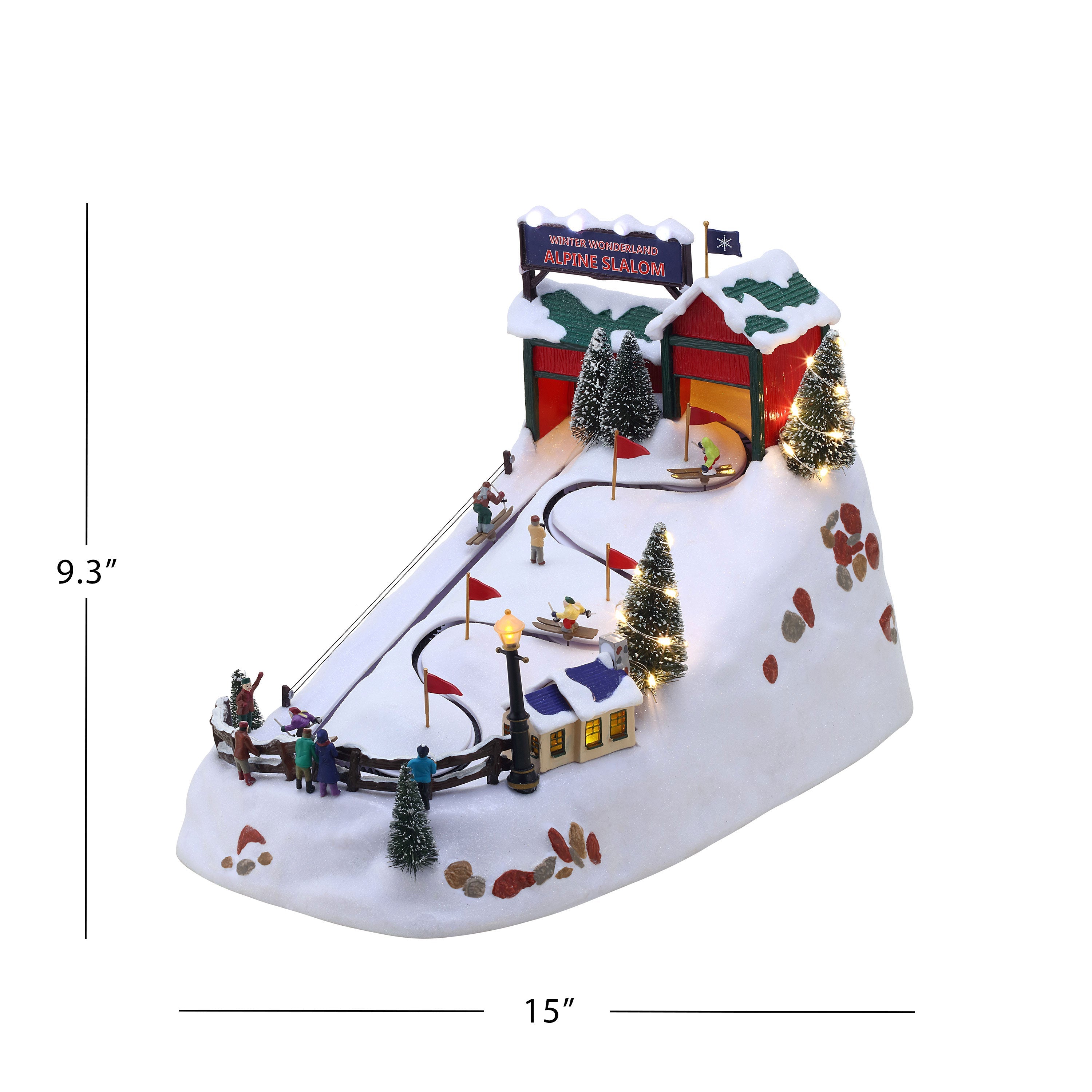 Mr. Christmas 15" Winter Wonderland Alpine Slalom dimensions image of height and width