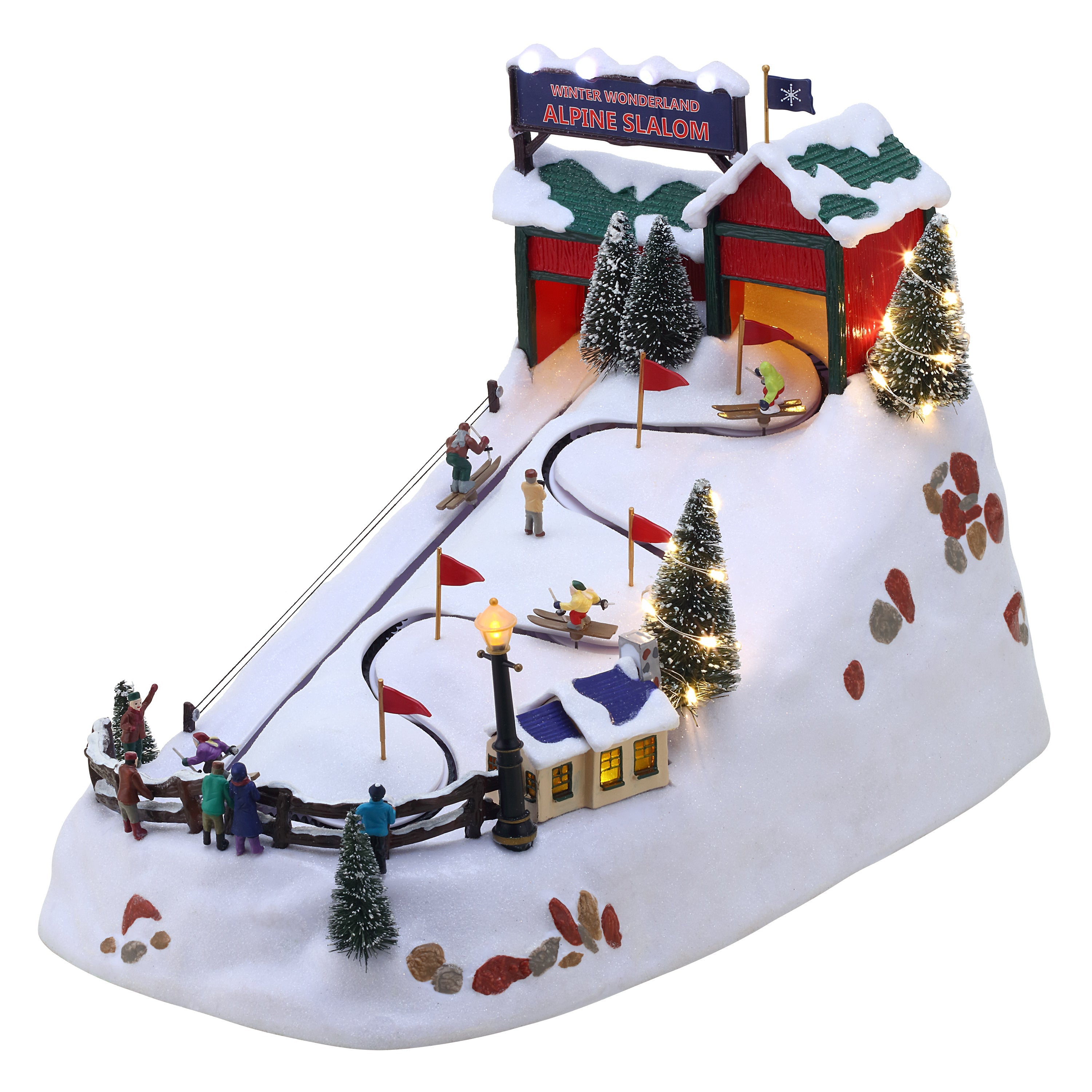 Mr. Christmas 15" Winter Wonderland Alpine Slalom with animated skiers and illuminated snowy village scene