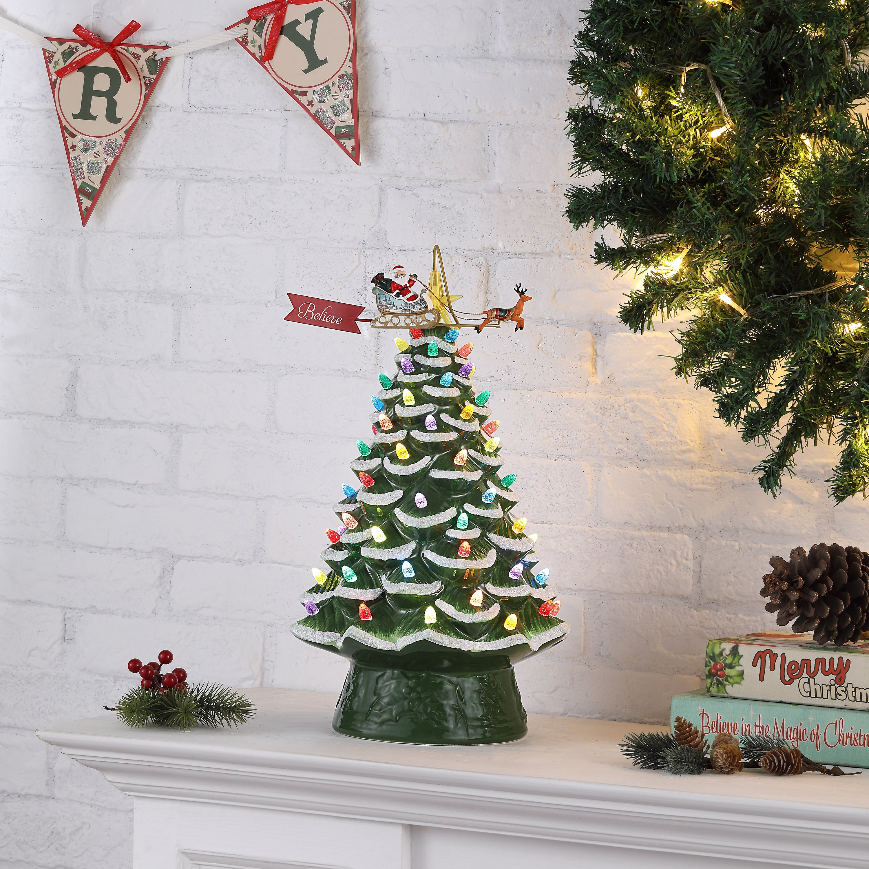 16 in. Animated Nostalgic Ceramic Tree - Green – Mr. Christmas