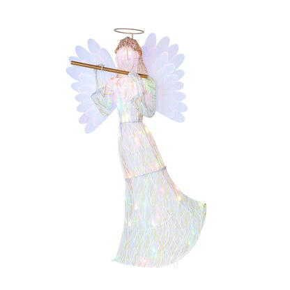 Mr. Christmas 36-inch outdoor animated fiber-optic angel with flowing gown and detailed wings shown on white background