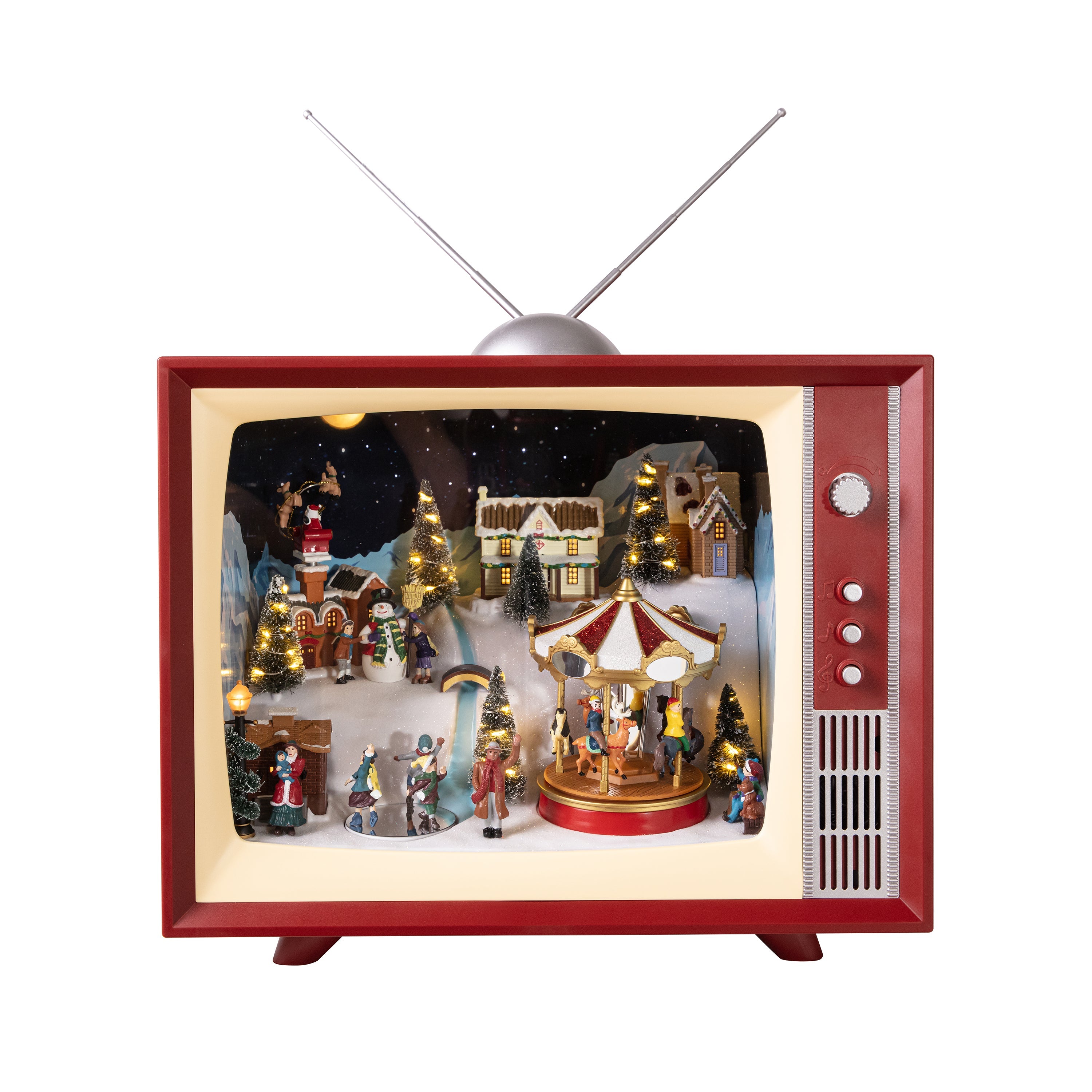 Main product image of the Mr. Christmas 15" Animated & Musical Vintage Television with antenna and holiday scene