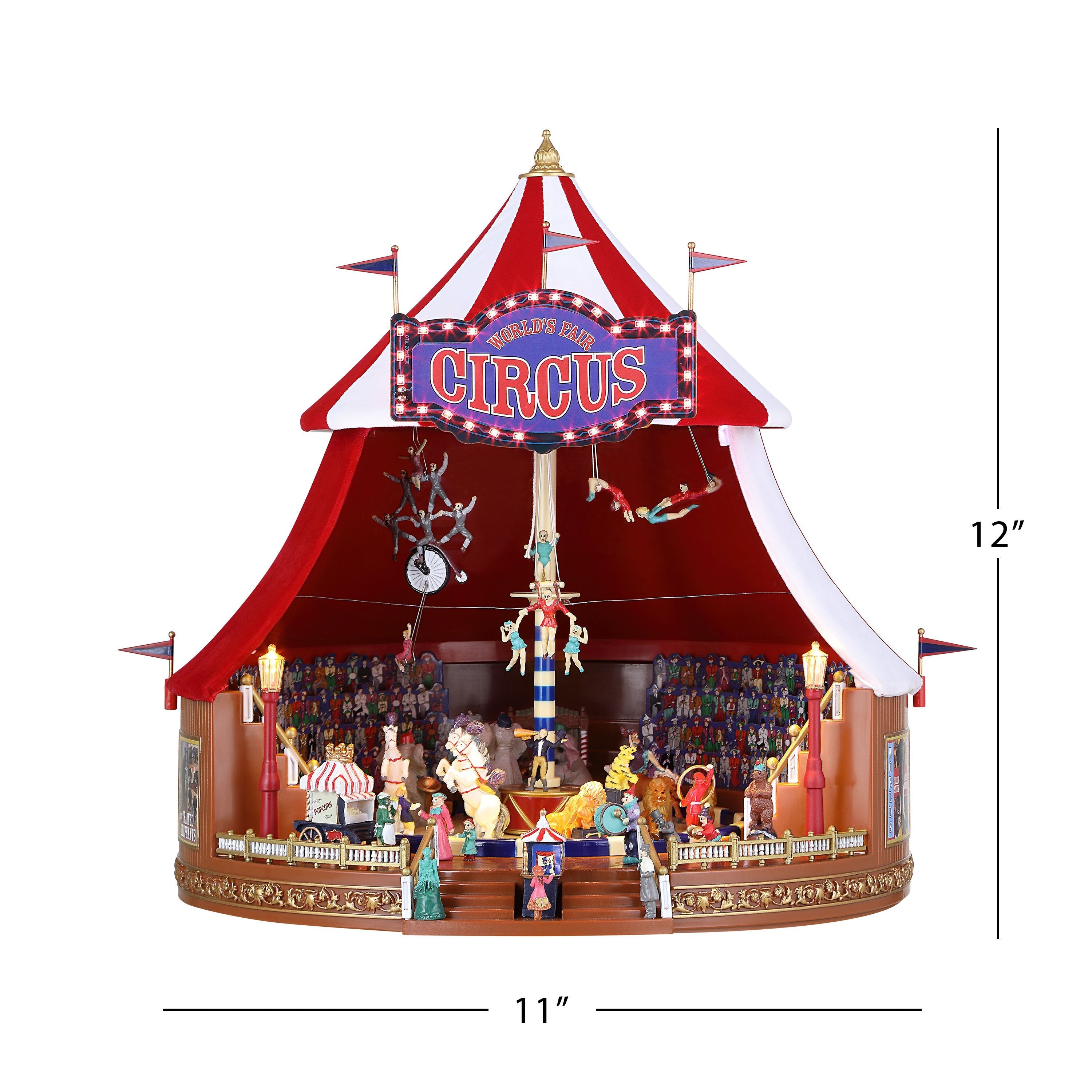 Mr. Christmas Animated & Musical World's Fair Big Top Circus dimensions image showing height and width