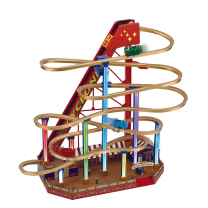 Mr. Christmas World's Fair Roller Coaster with animated coaster carts and color-changing LED lights
