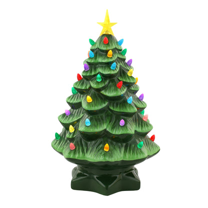 Main image of Mr. Christmas 14" Nostalgic Christmas Tree with multicolored faceted bulbs and a yellow star topper.