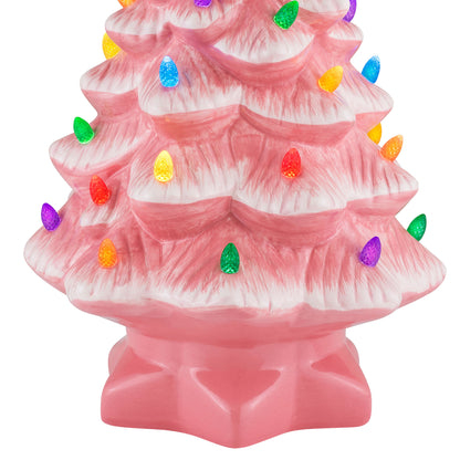 Close-up of the base on the 14 in. pink Mr. Christmas Nostalgic Tree