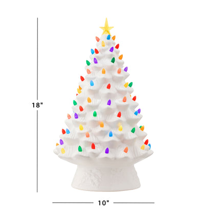 Dimensions of the Mr. Christmas 18" Nostalgic Christmas Tree with 10" width and 18" height.