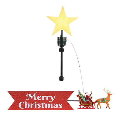 Product image of the Mr. Christmas Santa Sleigh Animated Tree Topper on a white background