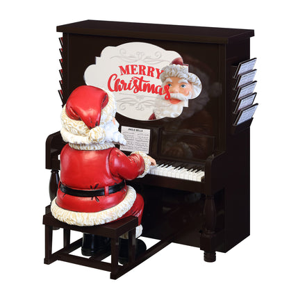 Alternate angle of Mr. Christmas Sing-A-Long Santa facing his piano with music sheets