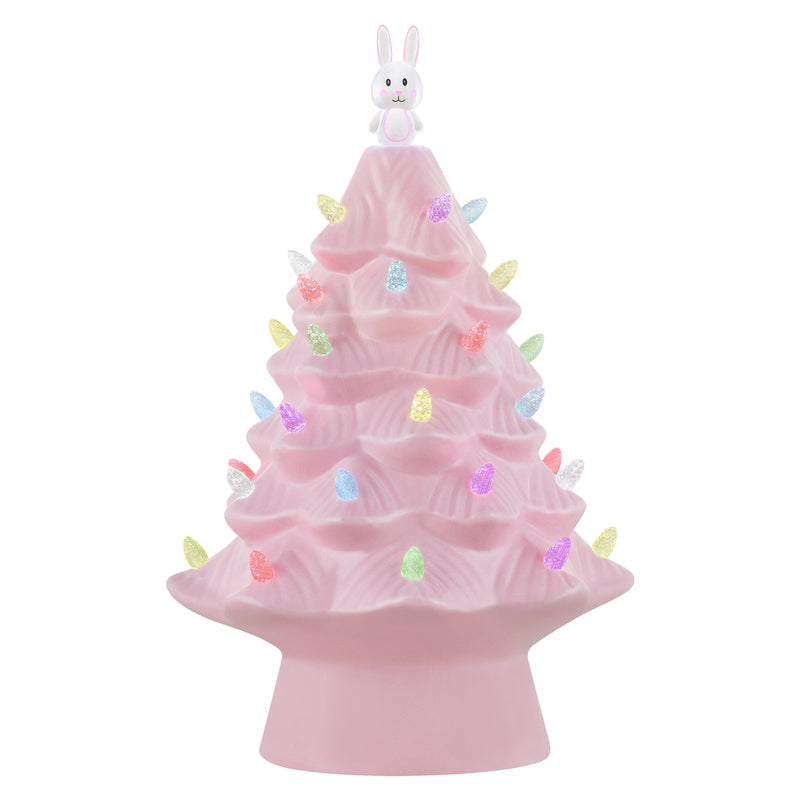 Miss Valentine Set of 3 Ceramic 4.1" Miniature Hot Pink Trees - Mr. Christmas