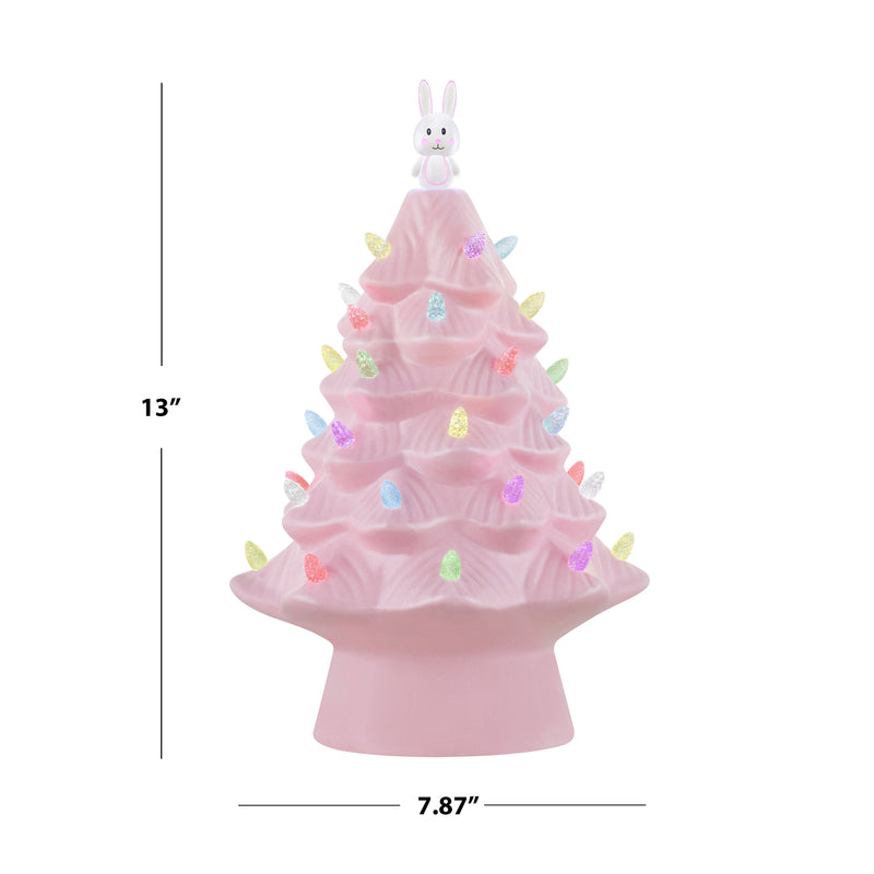Mr. Cottontail 13" Ceramic Easter Bunny Pink Tree - Mr. Christmas