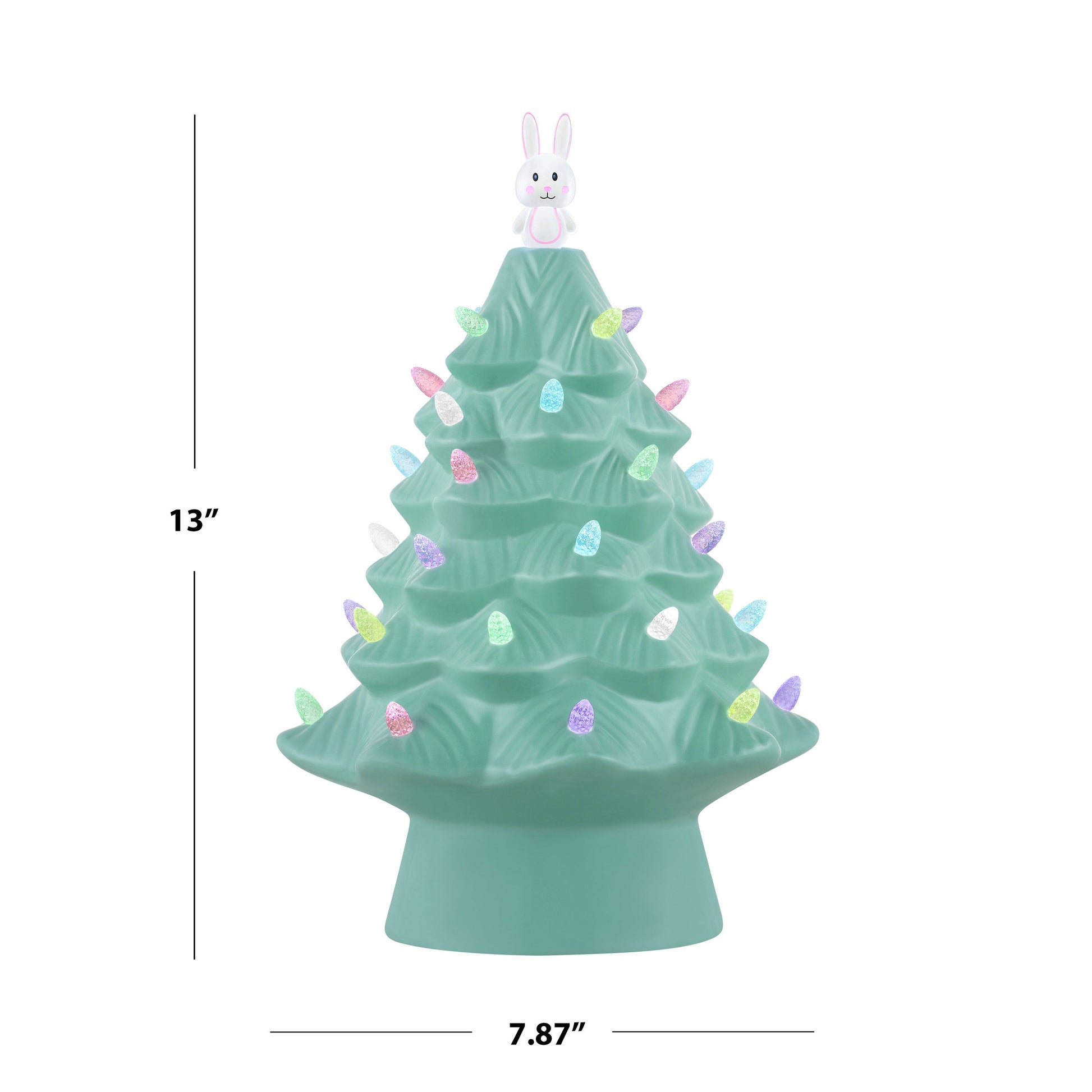 Mr. Cottontail 13" Ceramic Easter Bunny Teal Tree - Mr. Christmas