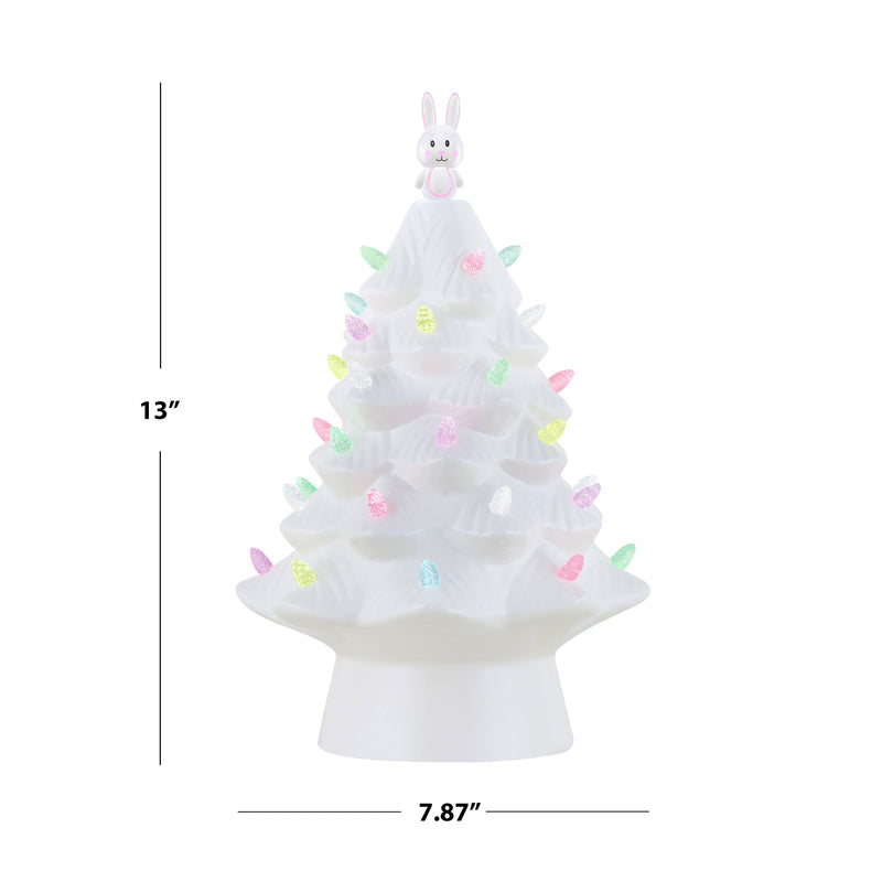 Mr. Cottontail 13" Ceramic Easter Bunny White Tree - Mr. Christmas