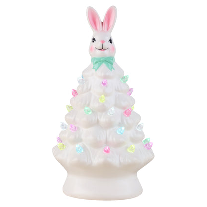 Mr. Cottontail 8" Ceramic Easter Bunny White Tree - Mr. Christmas