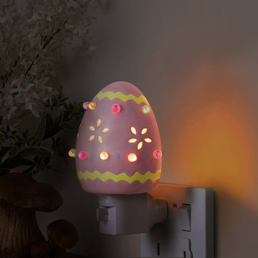Mr. Cottontail Ceramic Easter Egg Pink Nightlight - Mr. Christmas
