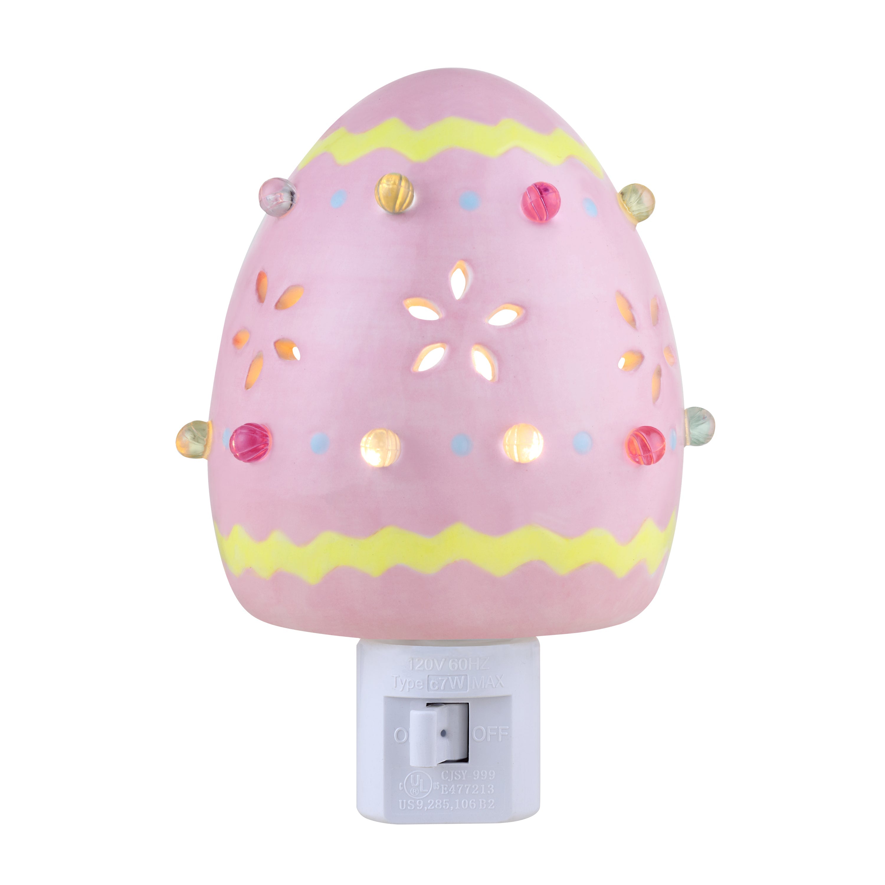 Mr. Cottontail Ceramic Easter Egg Pink Nightlight - Mr. Christmas