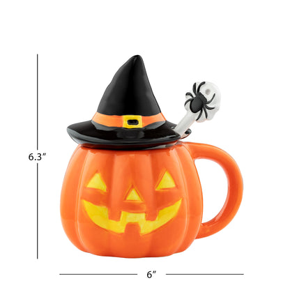 Mr. Halloween Lidded Jack-O-Lantern Mug with Spoon - Mr. Christmas
