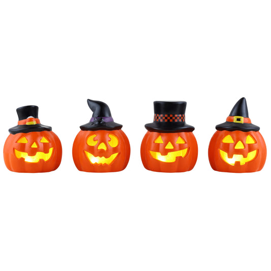 Mr. Halloween Set of 4 Mini Ceramic Jack-O-Lanterns - Mr. Christmas