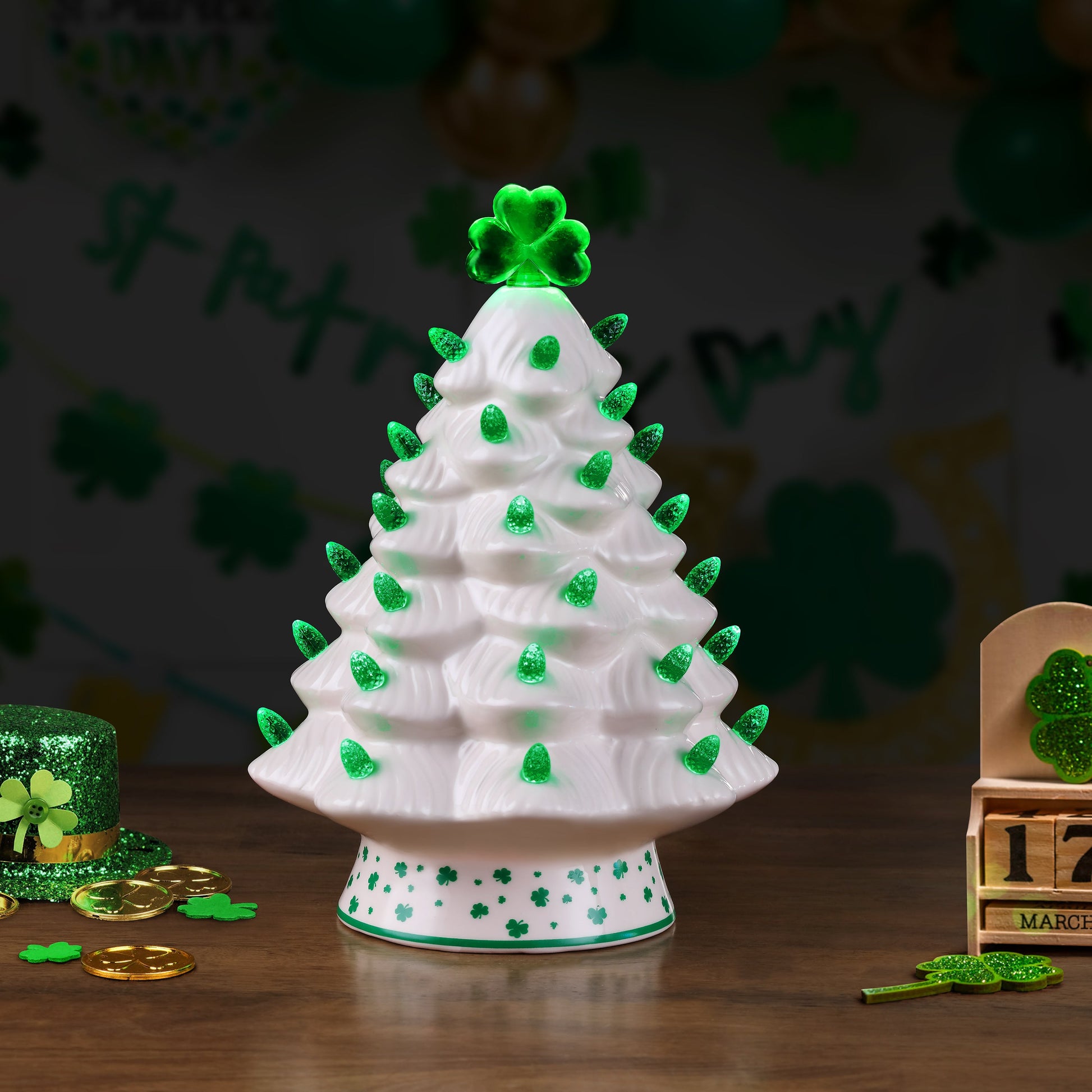 Mr. Lucky 10" Ceramic Shamrock Tree - Mr. Christmas