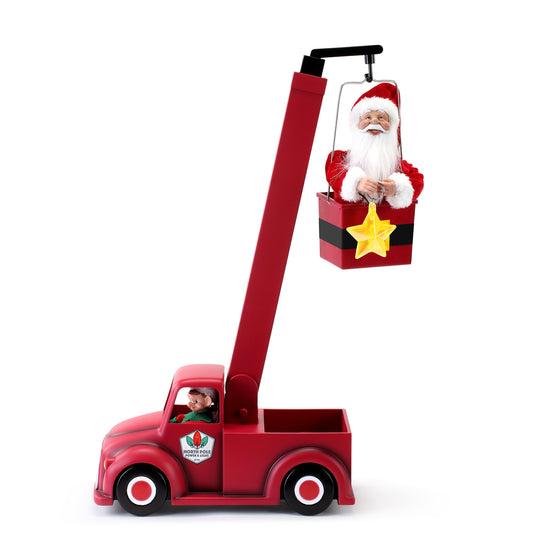 43" Animated North Pole Lighting Crew - White Santa