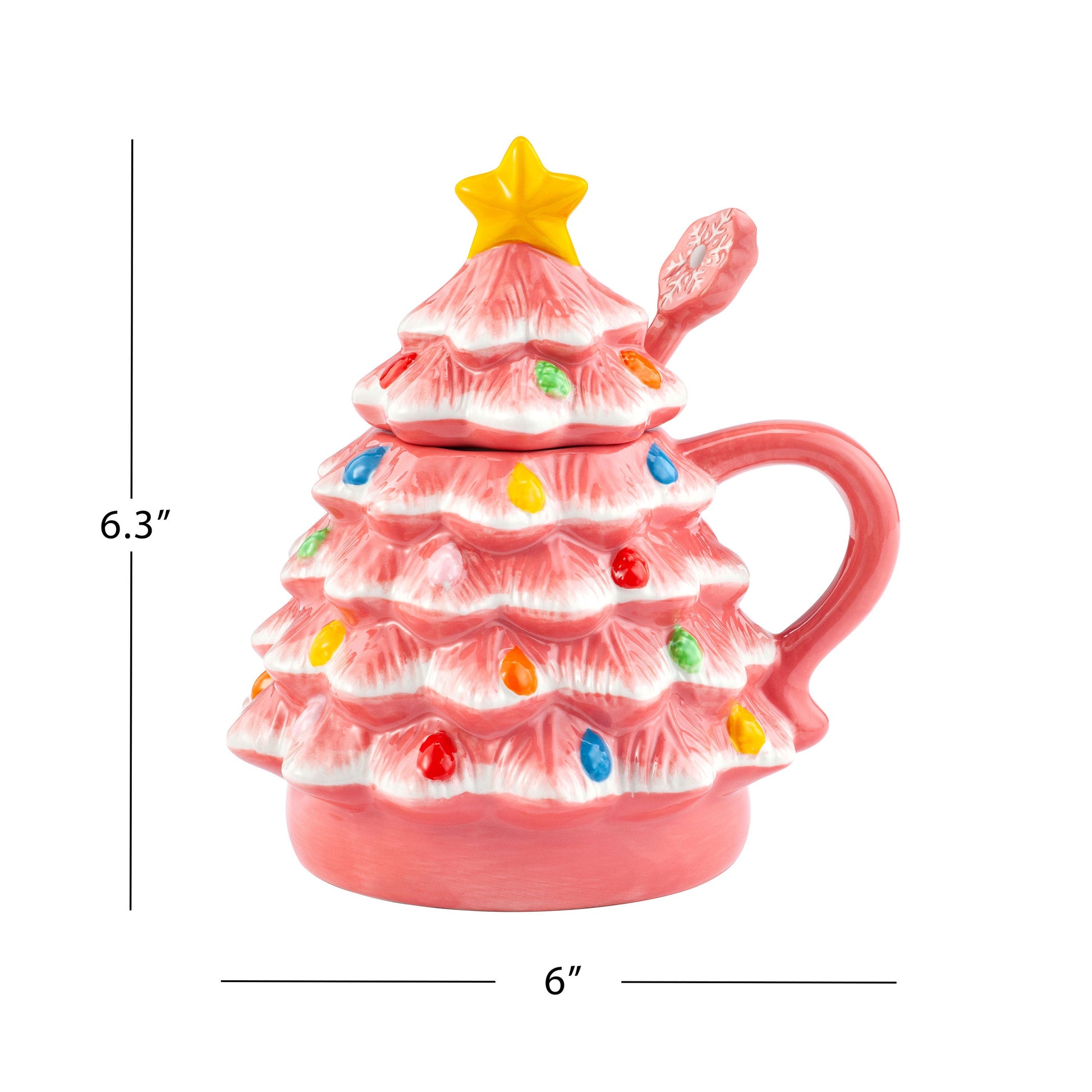 Nostalgic Ceramic Tree Lidded Mug with Spoon - Pink - Mr. Christmas