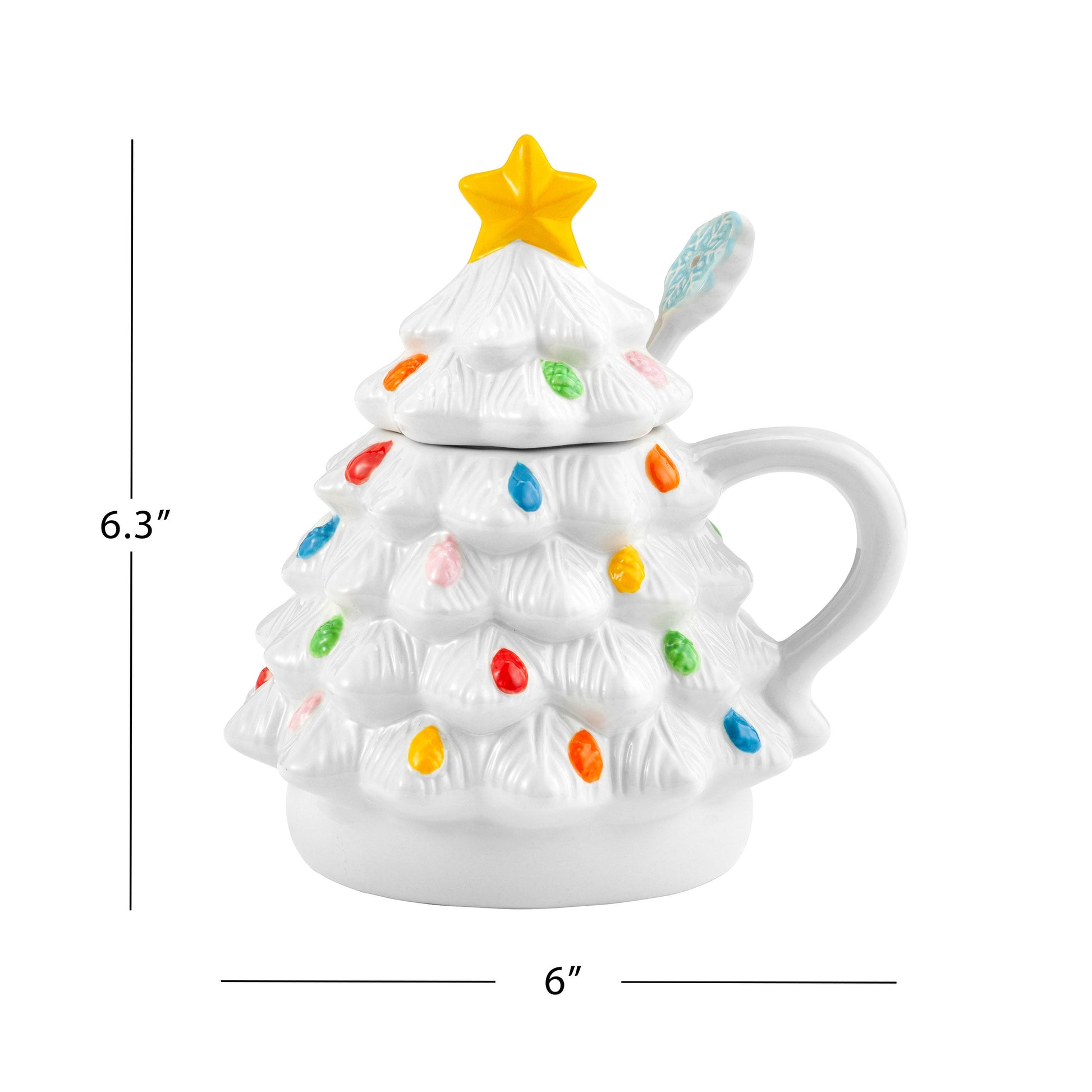 Nostalgic Ceramic Tree Lidded Mug with Spoon - White - Mr. Christmas