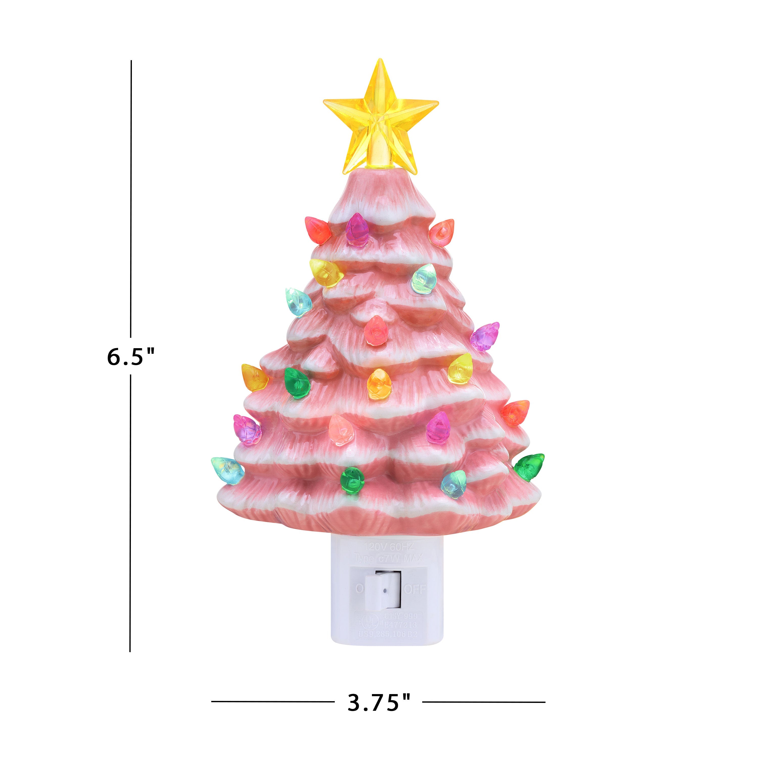 Nostalgic Ceramic Tree Nightlight - Pink - Mr. Christmas