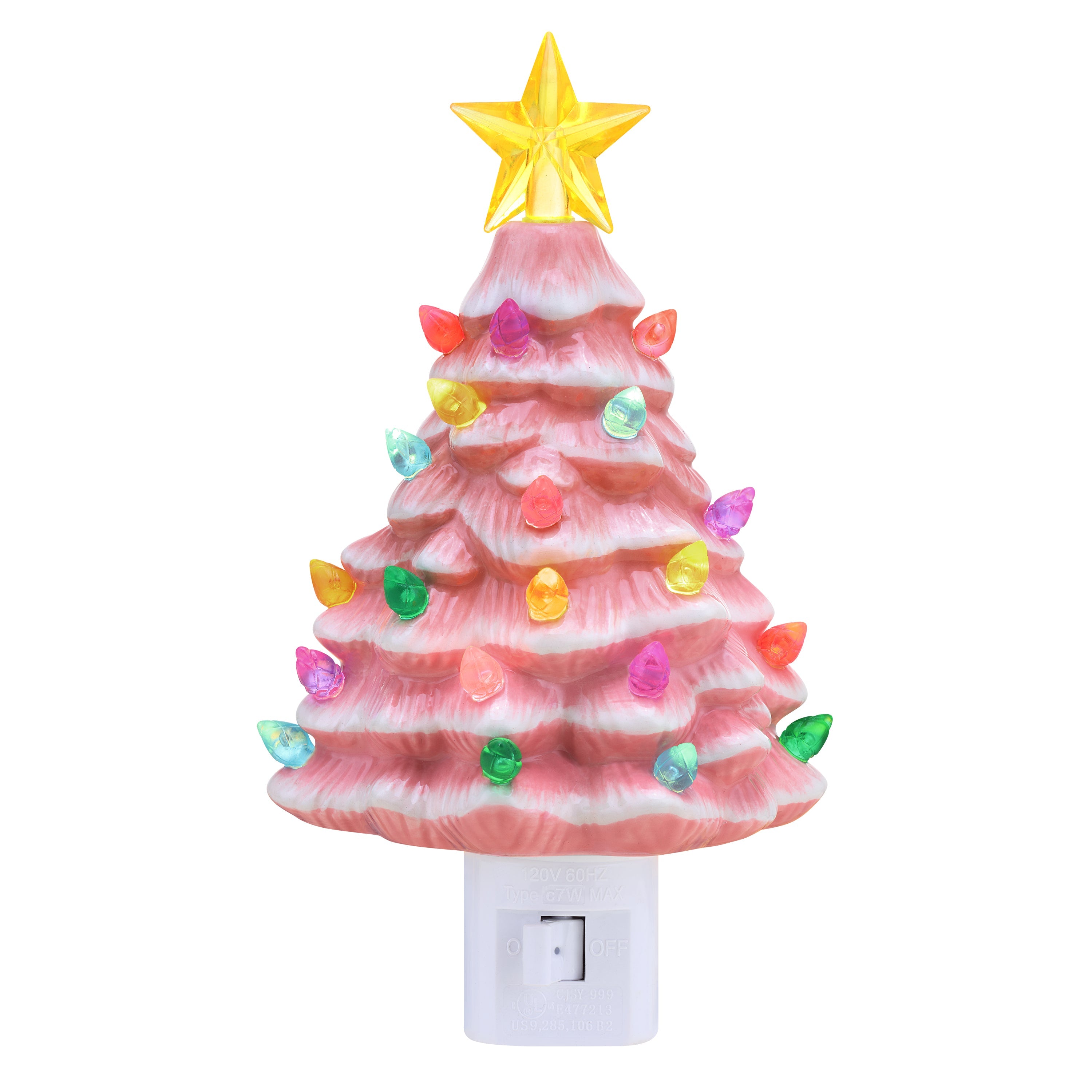 Nostalgic Ceramic Tree Nightlight - Pink - Mr. Christmas