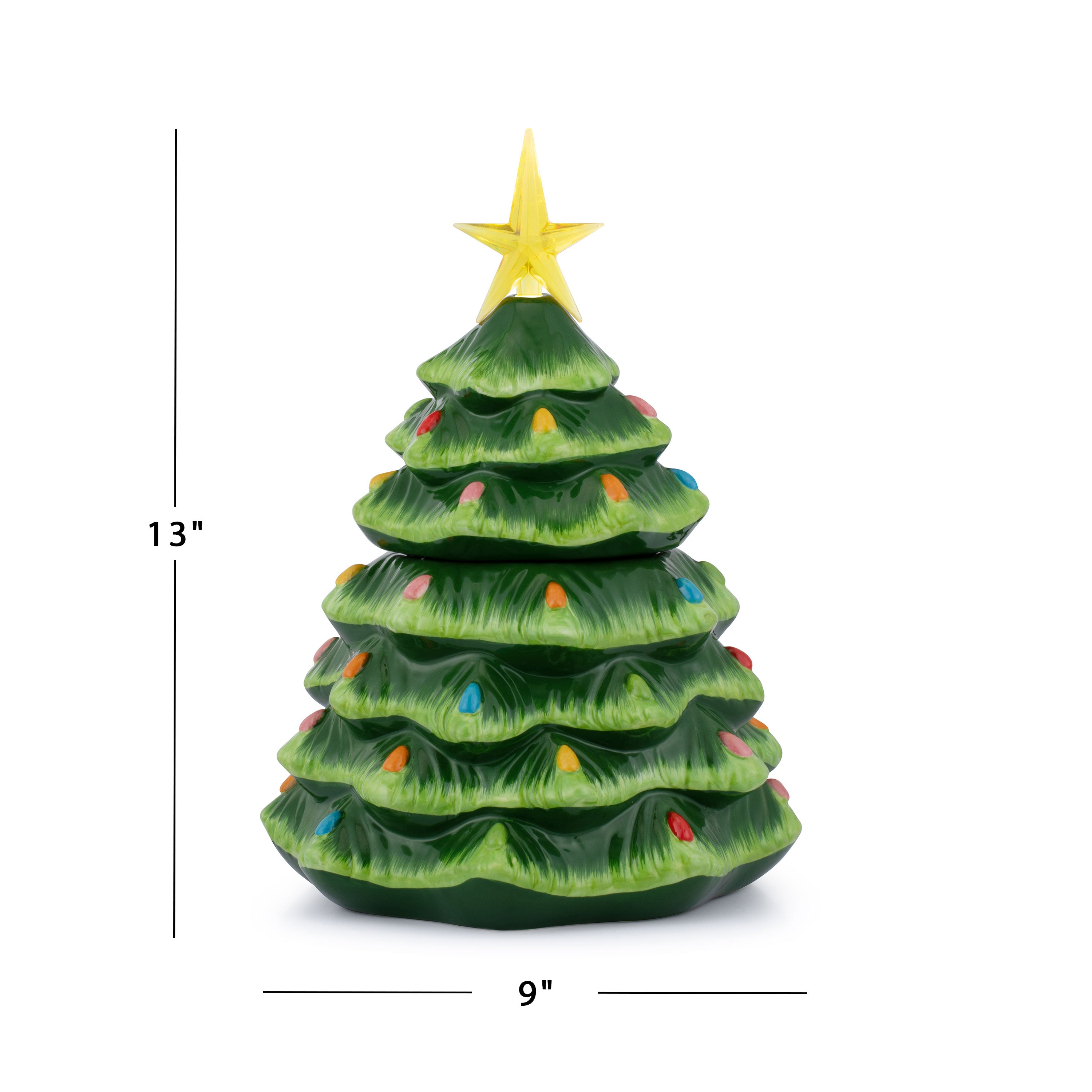 13" Nostalgic Ceramic Lit Tree Cookie Jar