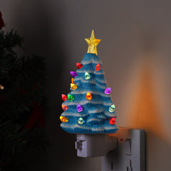 Nostalgic Tree Night Light Blue - Mr. Christmas