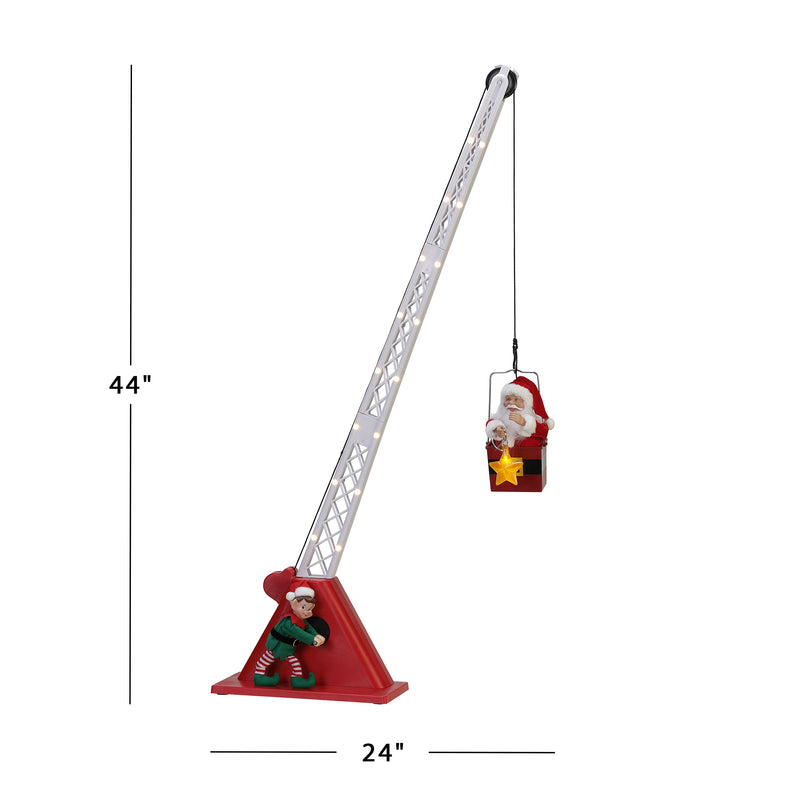 44" Animated Christmas Crane - White Santa