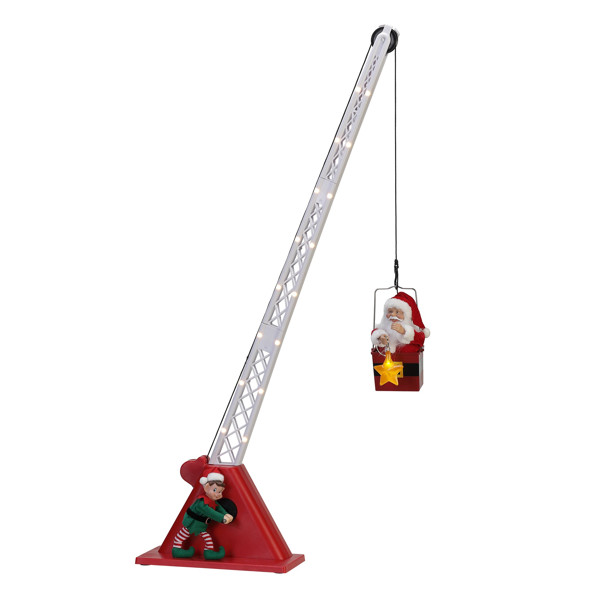 44" Animated Christmas Crane - White Santa