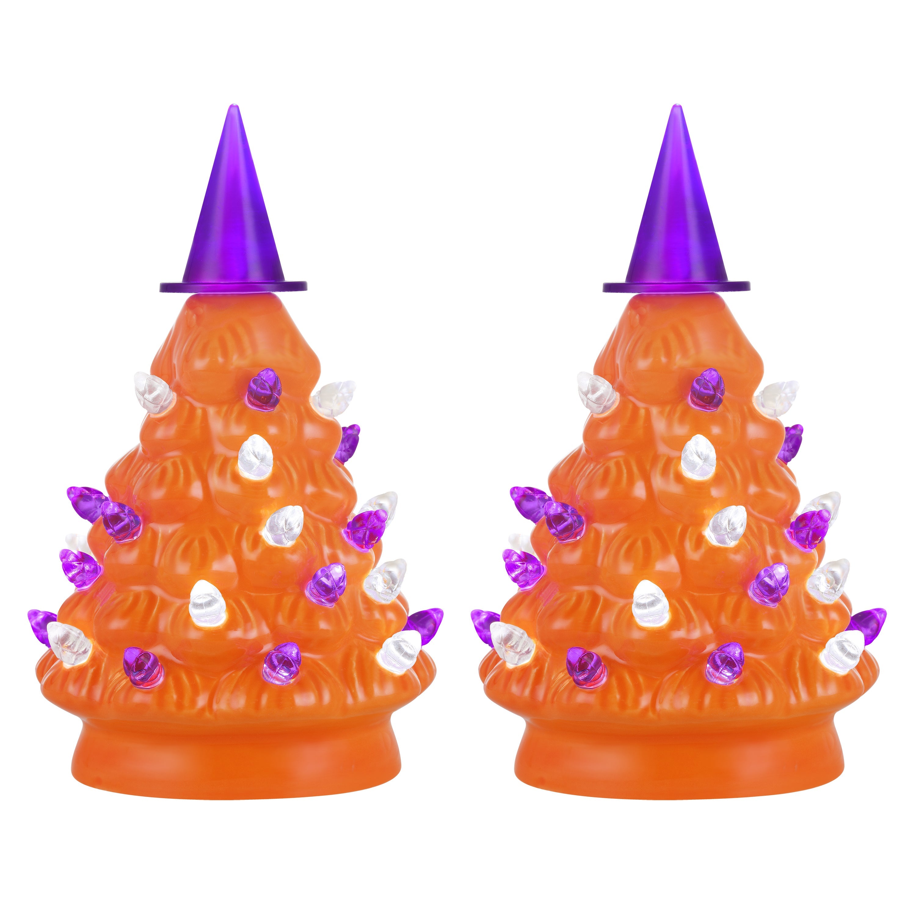 Set of 2 5.4" Halloween Trees - Orange - Mr. Christmas