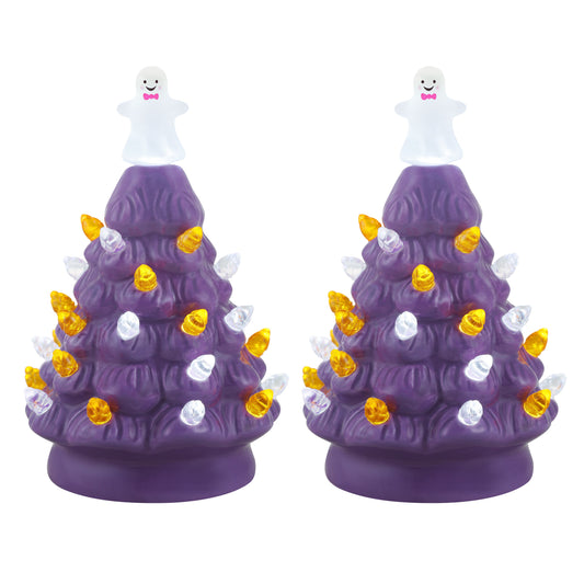 Set of 2 5.4" Halloween Trees- Purple - Mr. Christmas