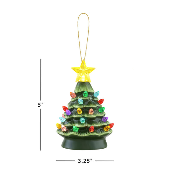Set of 3 Nostalgic Ceramic Tree Ornaments - Green - Mr. Christmas