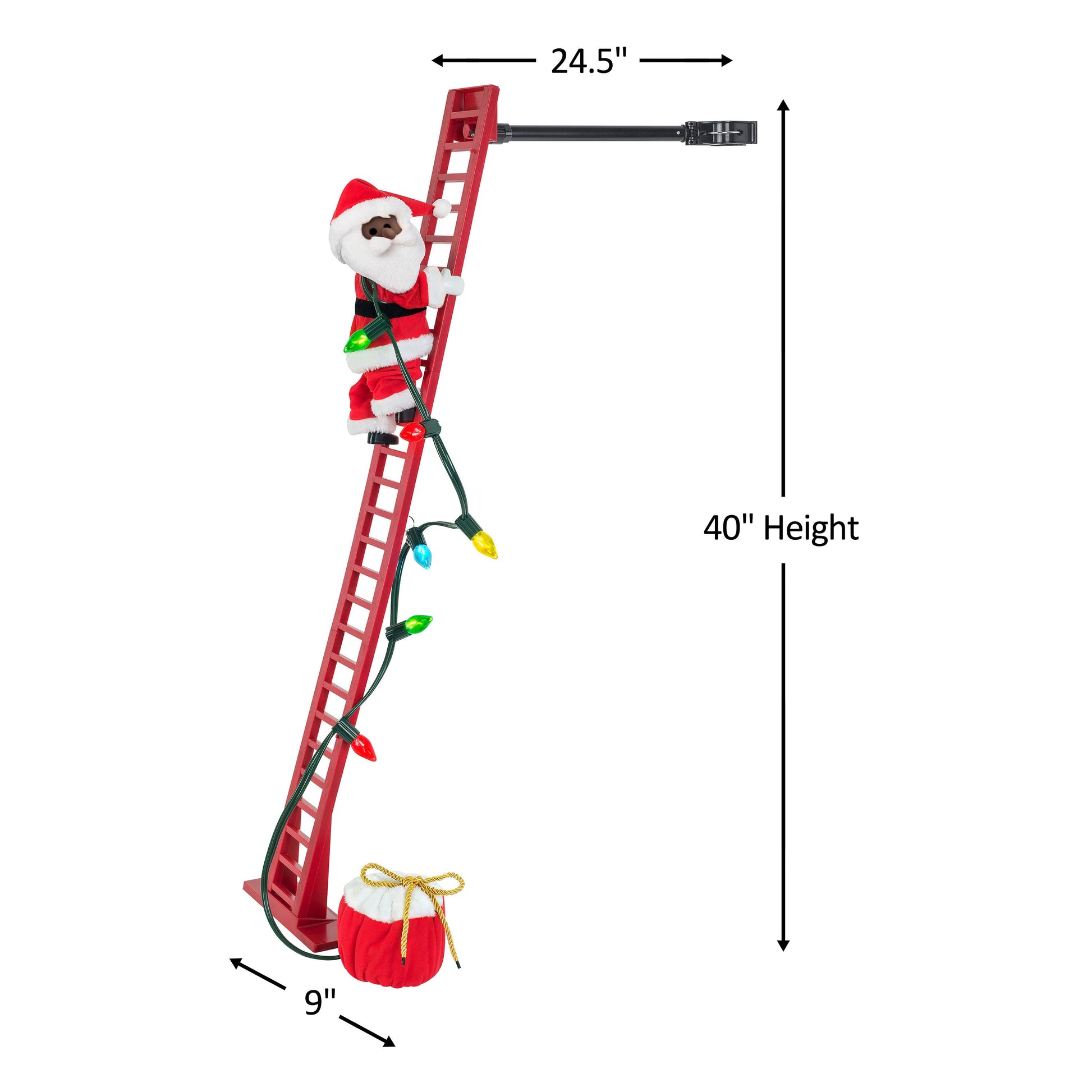 43" Animated Super Climbing Black Santa