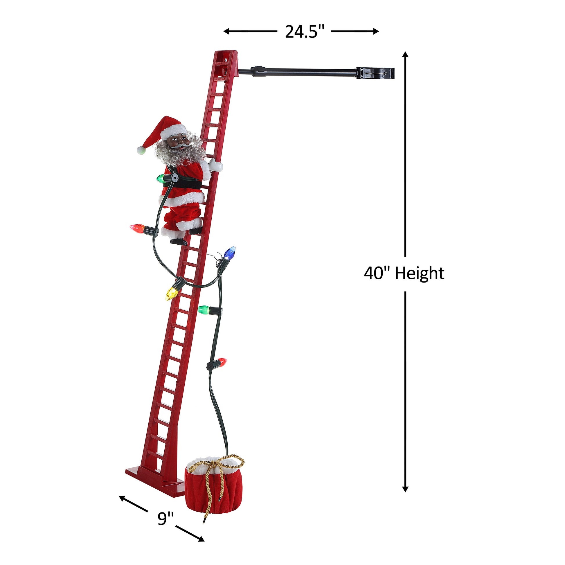 43" Animated Super Climbing Sculpted Black Santa